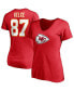 ფოტო #1 პროდუქტის Women's Travis Kelce Red Kansas City Chiefs Player Icon Name and Number V-Neck T-shirt