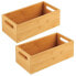 Фото #4 товара Bamboo Pantry Bin Box Container, Built-In Handles, 2 Pack, Natural/Tan