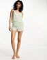 Фото #1 товара Luna Bridesmaid hammered satin cami tie back and short pyjama set in sage green