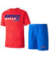 ფოტო #1 პროდუქტის Men's Royal, Red Buffalo Bills Meter T-shirt and Shorts Sleep Set