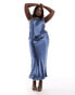 Фото #2 товара ASOS DESIGN Curve satin asymmetric twist top co-ord in petrol blue