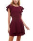 Фото #1 товара Juniors' Ruffle-Sleeve Fit & Flare Dress