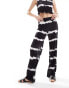 Фото #1 товара ONLY plisse tie dye trouser co-ord in black