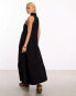 COLLUSION cotton zip maxi smock dress in black