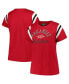 ფოტო #1 პროდუქტის Women's Cardinal Arkansas Razorbacks Plus Size Striped Tailgate Crew Neck T-shirt