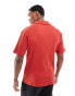 ASOS DESIGN relaxed rib polo shirt in red