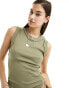 Фото #1 товара Free People edge detail ribbed vest in willow khaki