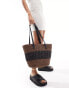 Фото #3 товара My Accessories two tone straw tote bag in brown and black