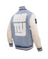 Men's Denim Distressed New York Giants Varsity Blues Full-Snap Varsity Jacket