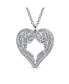 Фото #1 товара Bling Jewelry pave Cubic Zirconia CZ Heart Kissing Feather Guardian Angel Wing Dangling Pendant Necklace For Women For Teen .925 Sterling Silver
