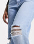 Only Celeste high waisted loose fit distressed jeans in light blue