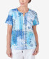 ფოტო #1 პროდუქტის Women's Patchwork Hearts Split Neck Tee