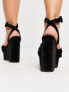 ASOS DESIGN Wide Fit – Note – Plateau-Sandalen in Schwarz mit Absatz und Zierknoten