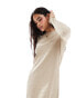 Vila textured long sleeve maxi dress in cream