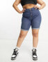 Simply Be longline denim shorts in mid vintage blue wash