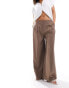 Фото #4 товара ASOS DESIGN low rise triple pleat wide leg trouser in brown