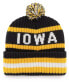 ფოტო #3 პროდუქტის Men's Black Iowa Hawkeyes Bering Cuffed Knit Hat with Pom