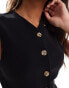 ASOS DESIGN co-ord ribbed longline button through v neck waistcoat top in black Черный, XS - EU 32-34 - фото #7