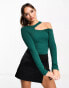 Edited long sleeve cut-out knitted top in pine green