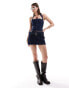 Фото #4 товара Pull&Bear buckle detail halterneck denim corset co-ord in indigo blue