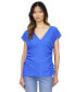 Фото #5 товара Women's Solid Ruched V-Neck Top