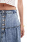 Фото #4 товара DTT ruffle denim maxi skirt in blue acid wash