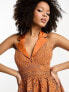 Фото #3 товара ASOS DESIGN lace collar mini dress with open back detail in rust