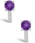 Amethyst (1-1/2 ct. t.w.) and Diamond (1/8 ct. t.w.) Stud Earrings in 14K White Gold