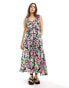 Y.A.S v-neck frill midi dress in floral