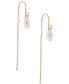Gold-Tone Imitation Pearl Daisy Threader Earrings