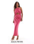 Фото #1 товара ASOS DESIGN Petite halter ruched midi dress with central cut out detail in hot pink