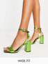 Фото #1 товара RAID Wide Fit Wink block heel sandals in green metallic - exclusive to ASOS