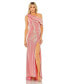 ფოტო #1 პროდუქტის Women's Ieena One Shoulder Ruched Waist Slit Metallic Gown