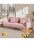 70.47" Pink Fabric Double Sofa With Split Backrest And Two Throw Pillows