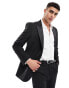 Фото #1 товара ASOS DESIGN slim premium wool mix tuxedo suit jacket in black