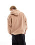 ASOS DARK FUTURE oversized hoodie with front embroidery in beige borg WARM TUAPE, S - фото #9