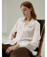 Button Down Striped Silk Blouse for Women