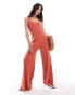 ASOS DESIGN scoop neck wide leg jumpsuit in rust