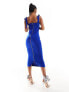 Фото #5 товара Vesper tie strap notch detail midi dress in cobalt