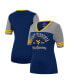 ფოტო #2 პროდუქტის Women's Navy, Heathered Gray West Virginia Mountaineers There You Are V-Neck T-shirt