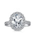 ფოტო #2 პროდუქტის Traditional Vintage Style Brilliant Cut Cubic Zirconia AAA CZ Promise 4CT Oval Pave Halo Engagement Ring For Women .925 Sterling Silver