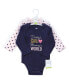 ფოტო #2 პროდუქტის Infant Girl Cotton Long-Sleeve Bodysuits, Love At First Sight, 3-Pack