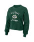 Women's Green Distressed Green Green Bay Packers Waffle Knit Long Sleeve T-shirt and Shorts Lounge Set