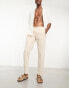 Фото #1 товара Selected Homme straight fit trouser in beige linen mix