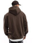 Weekday relaxed heavyweight jersey hoodie in brown