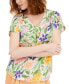 Фото #1 товара Women's Floral-Print Tulip-Sleeve V-Neck Top