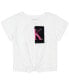 ფოტო #2 პროდუქტის Big Girls Split Monogram Sequin Logo Tie-Front T-Shirt