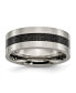 ფოტო #1 პროდუქტის Titanium Black Carbon Fiber Inlay Flat Wedding Band Ring