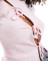 Фото #4 товара ASOS DESIGN asymmetric tie front top in light pink