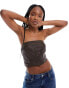 Pimkie distressed leather look bandeau top in brown